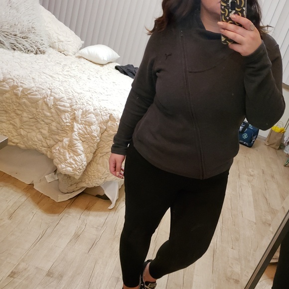 Puma Sweaters - Women’s PUMA Dark Grey Asymmetrical Zip-Up Sweater Jacket - XL